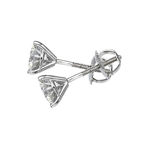 Round Real Diamonds Stud Earring 2.80 Carat Diamond Martini Style YG