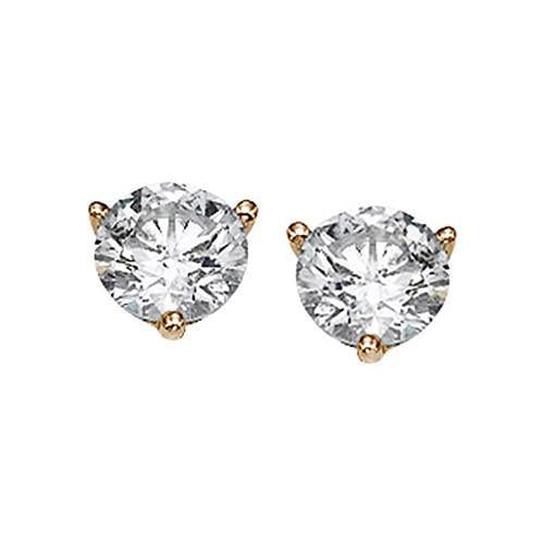 Round Real Diamonds Stud Earring 2.80 Carat Diamond Martini Style YG