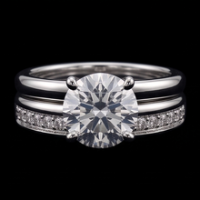 Round Real Natural Earth Mined Diamond Anniversary Ring Set 3 Carats Prong Set White Gold 14K