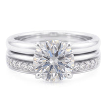 Round Real Natural Earth Mined Diamond Anniversary Ring Set 3 Carats Prong Set White Gold 14K