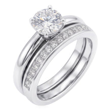 Round Real Natural Earth Mined Diamond Anniversary Ring Set 3 Carats Prong Set White Gold 14K
