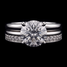 Round Real Natural Earth Mined Diamond Anniversary Ring Set 3 Carats Prong Set White Gold 14K