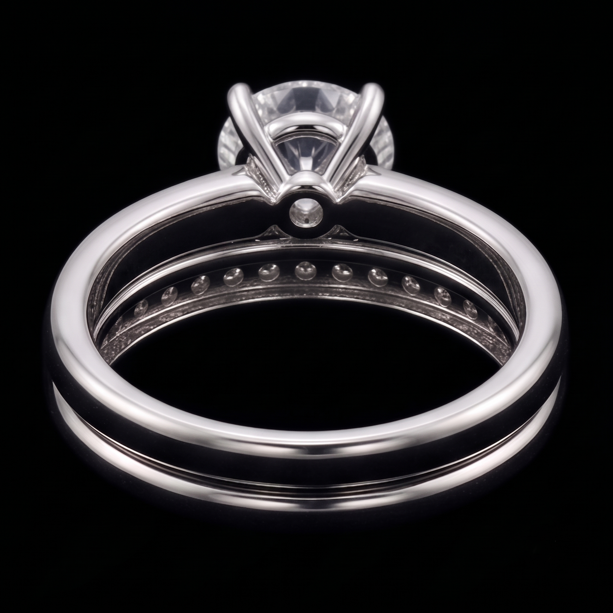 Round Real Natural Earth Mined Diamond Anniversary Ring Set 3 Carats Prong Set White Gold 14K