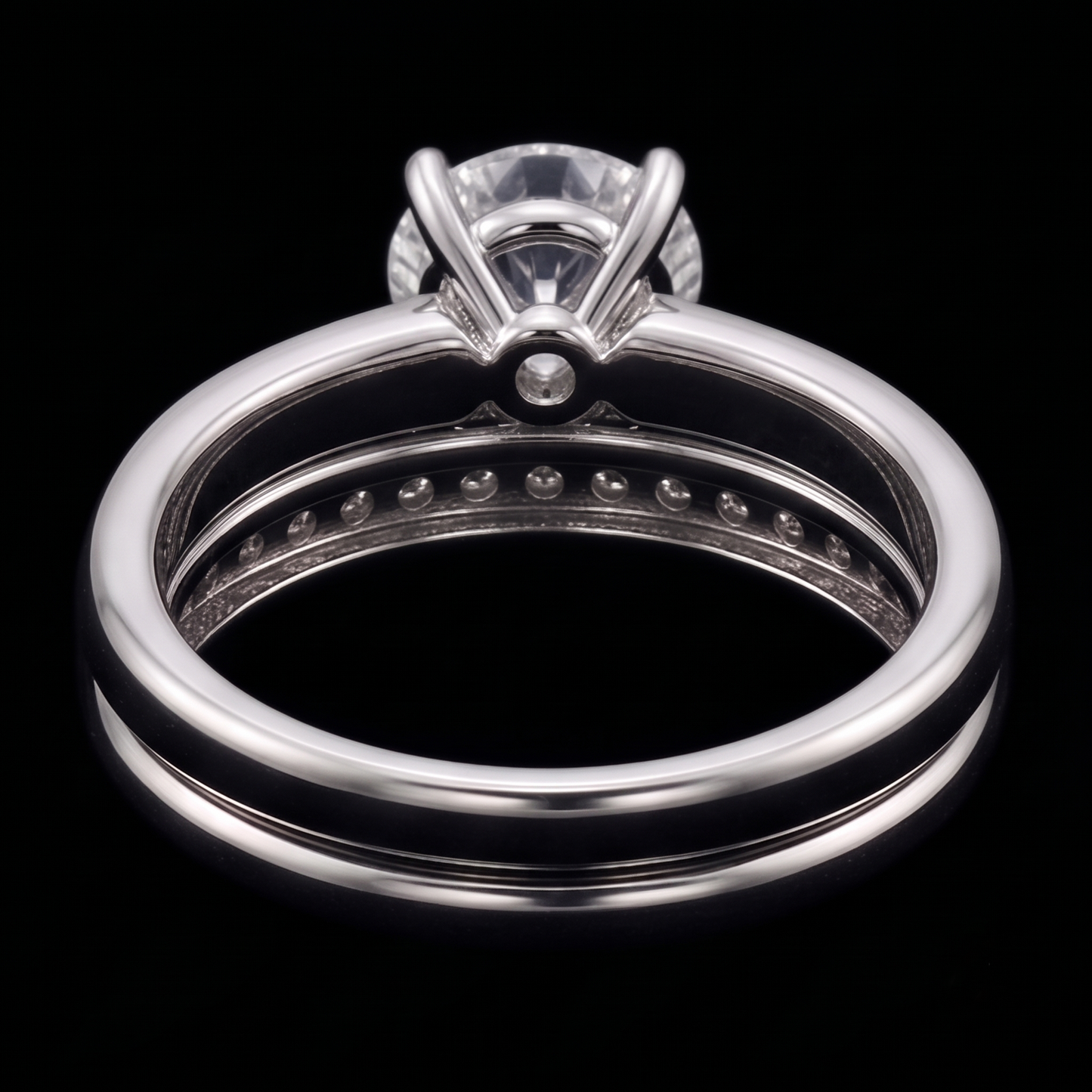 Round Real Natural Earth Mined Diamond Anniversary Ring Set 3 Carats Prong Set White Gold 14K
