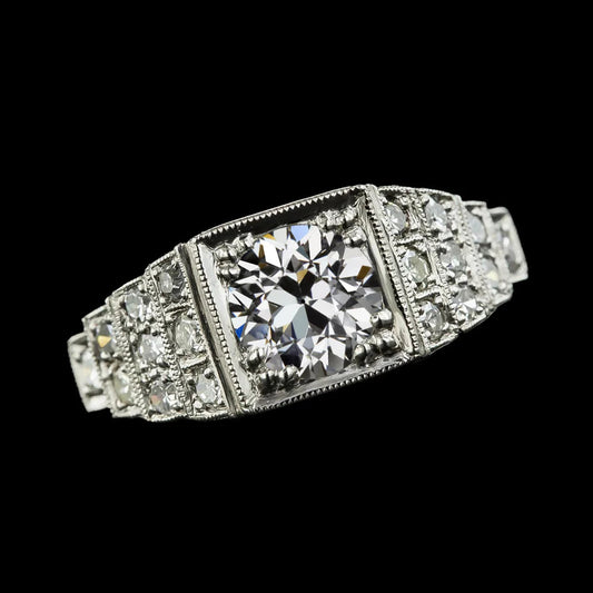 Round Real Old Mine Cut Diamond Ring Milgrain Shank Gold Jewelry 3.50 Carats