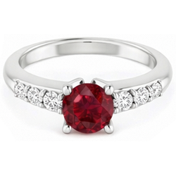 Round Ruby 1.50 Carats Engagement Ring White Gold 14K