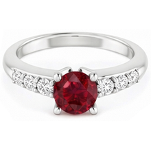 Round Ruby 1.50 Carats Engagement Ring White Gold 14K