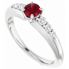 Round Ruby 1.50 Carats Engagement Ring White Gold 14K