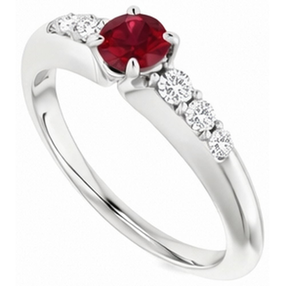Round Ruby 1.50 Carats Engagement Ring White Gold 14K