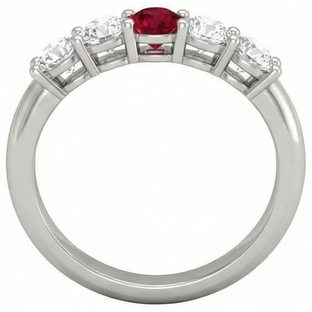 Round Ruby And Natural Earth Mined Diamond Ring 1.50 Carats White Gold 14K Jewellery