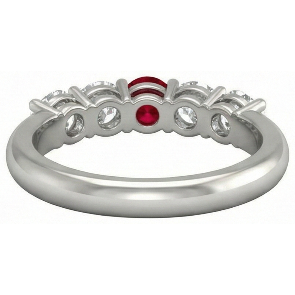 Round Ruby And Natural Earth Mined Diamond Ring 1.50 Carats White Gold 14K Jewellery