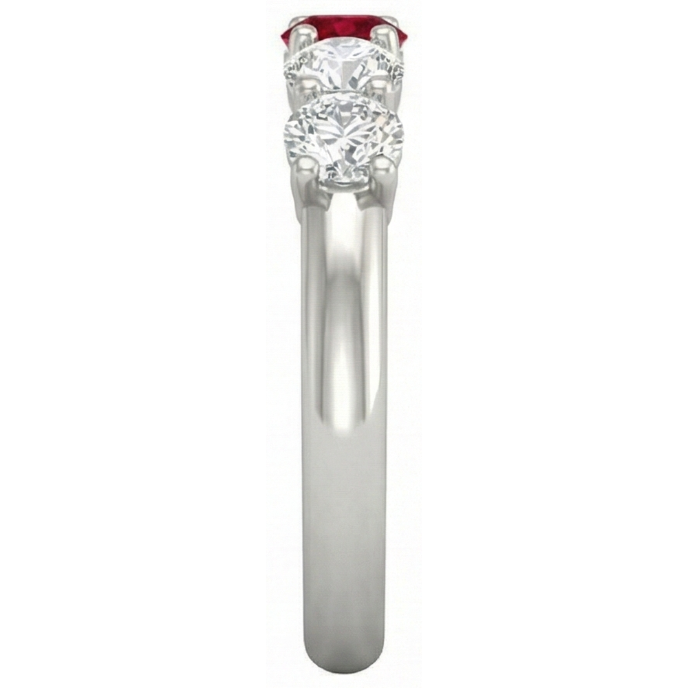 Round Ruby And Natural Earth Mined Diamond Ring 1.50 Carats White Gold 14K Jewellery