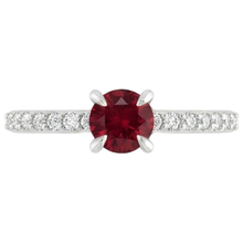 Round Ruby And Natural Earth Mined Diamonds Ring 0.95 Carats