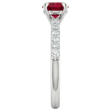 Round Ruby And Natural Earth Mined Diamonds Ring 0.95 Carats