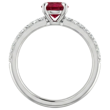 Round Ruby And Natural Earth Mined Diamonds Ring 0.95 Carats