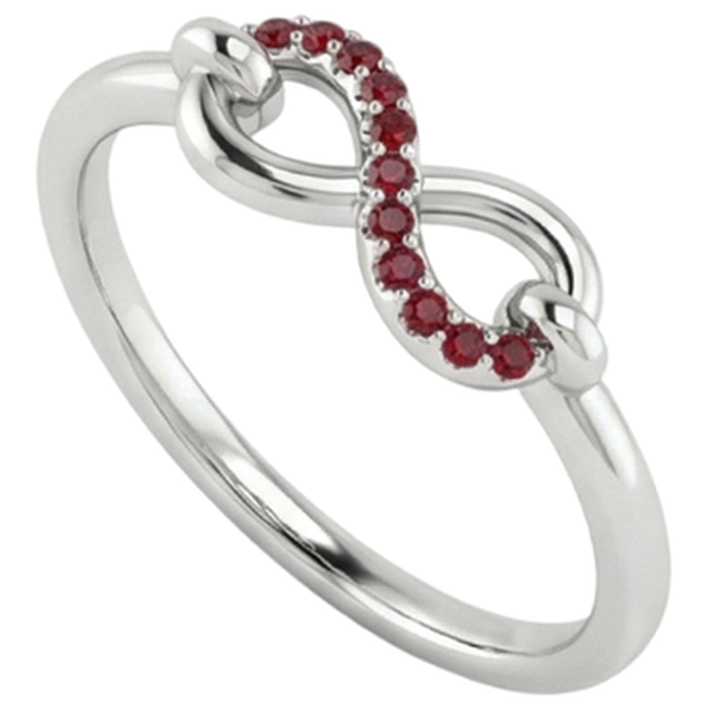 Round Ruby Ring Infinity 1 Carat White Gold 14K