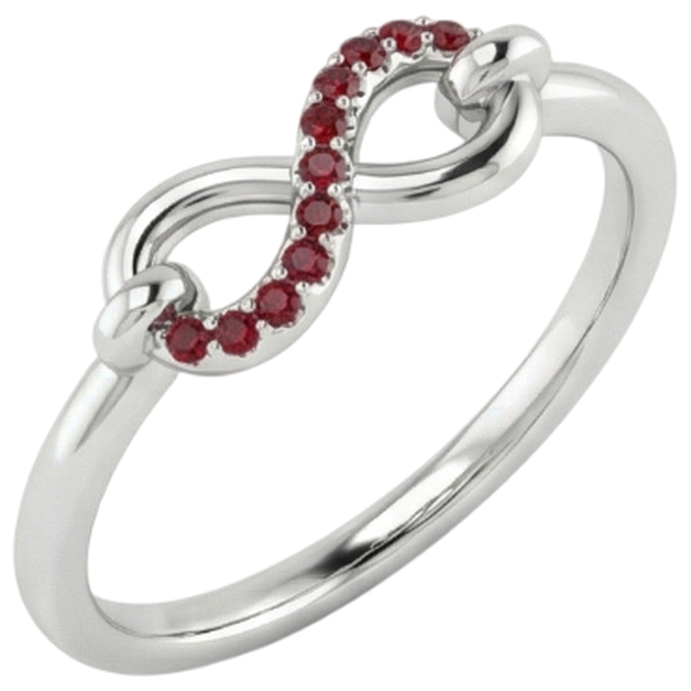 Round Ruby Ring Infinity 1 Carat White Gold 14K