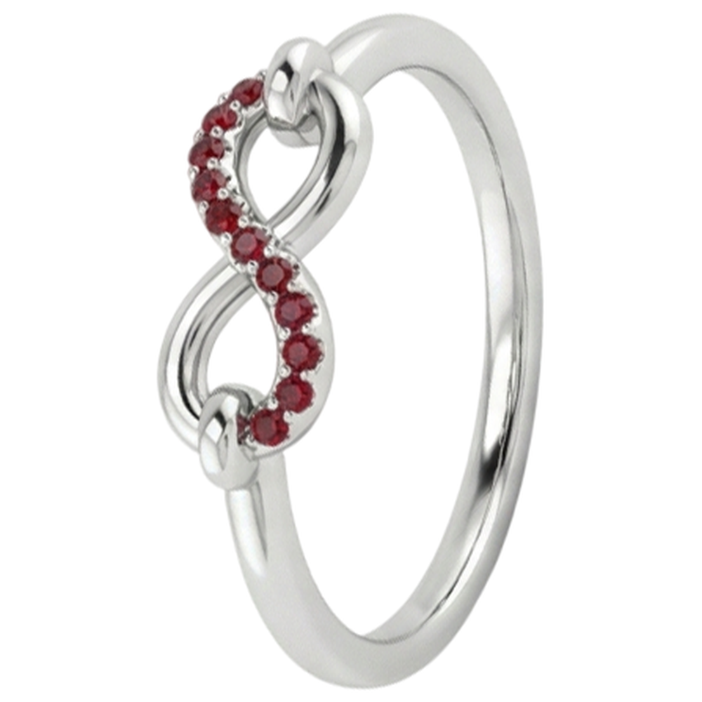Round Ruby Ring Infinity 1 Carat White Gold 14K