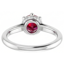 Round Ruby Ring White Gold 14K Prong Style 1.25 Carats