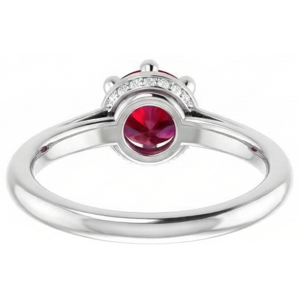 Round Ruby Ring White Gold 14K Prong Style 1.25 Carats