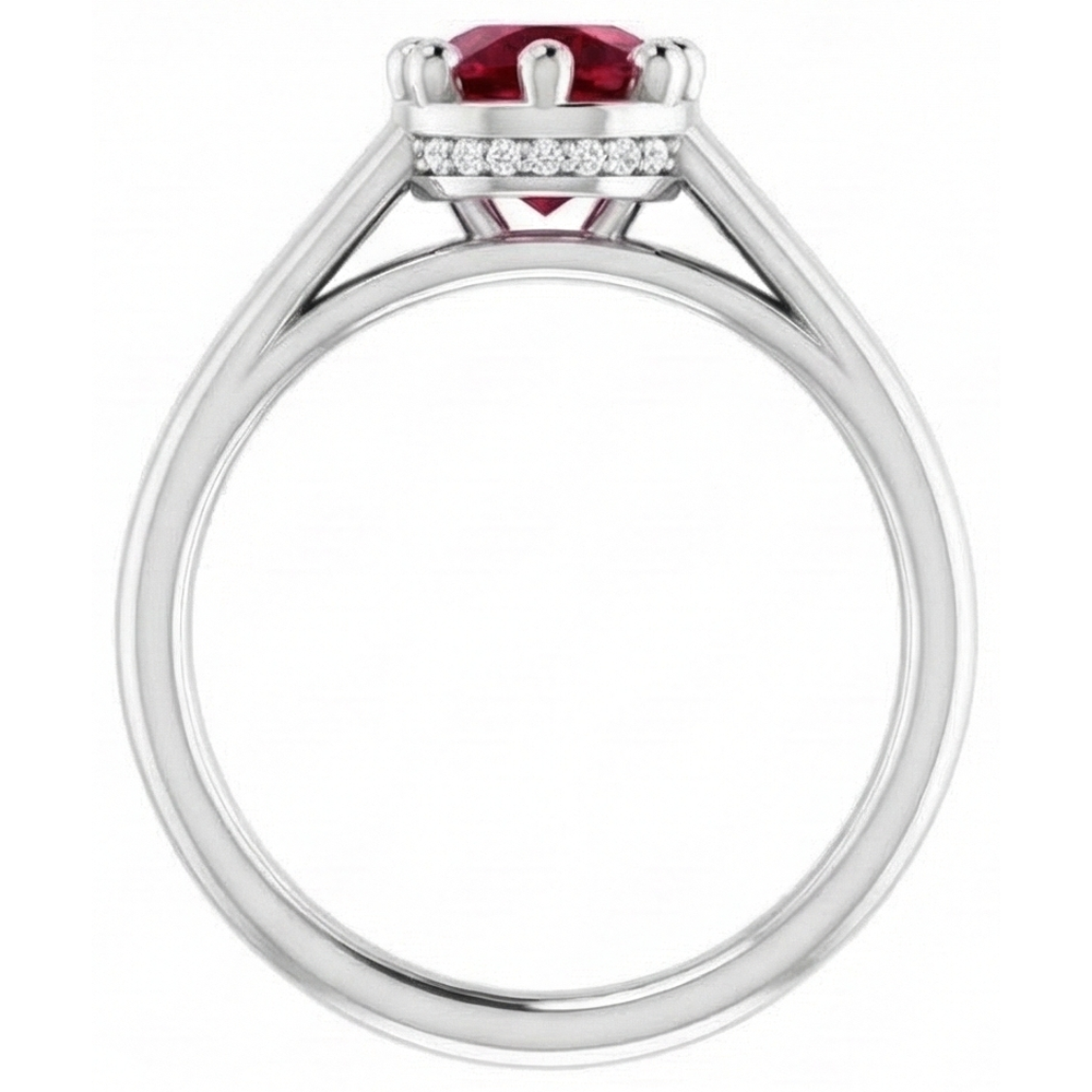 Round Ruby Ring White Gold 14K Prong Style 1.25 Carats