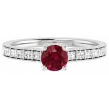natural round ruby 2ct ring top view