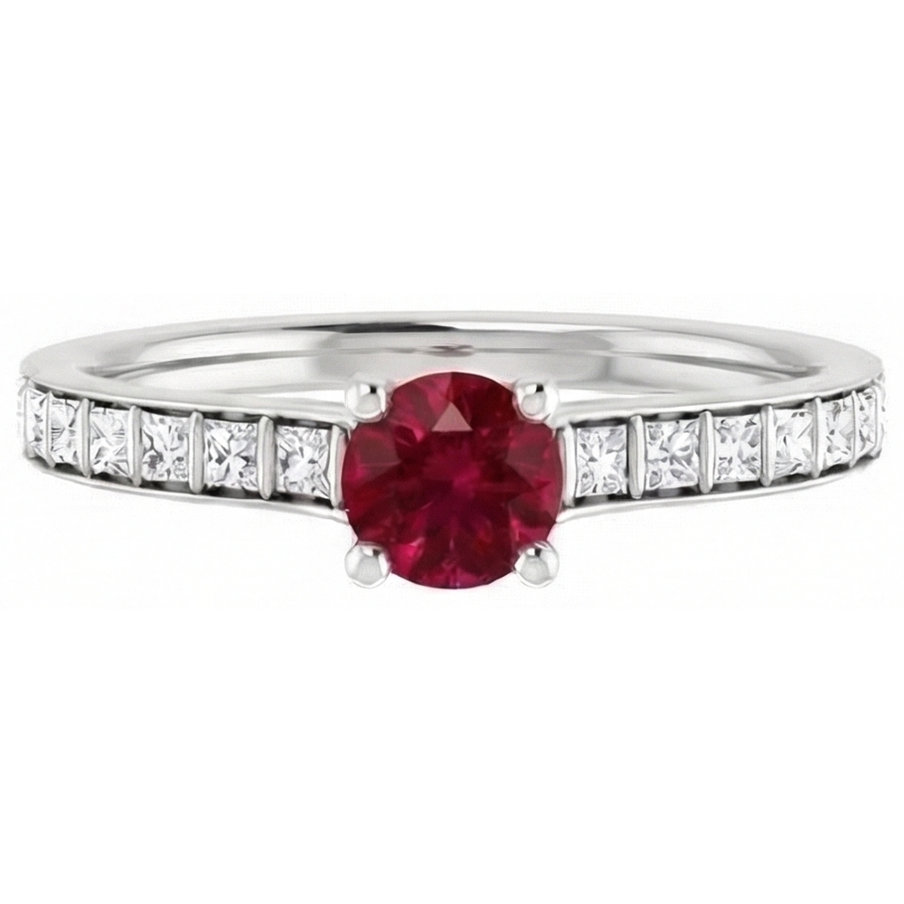 natural round ruby 2ct ring top view