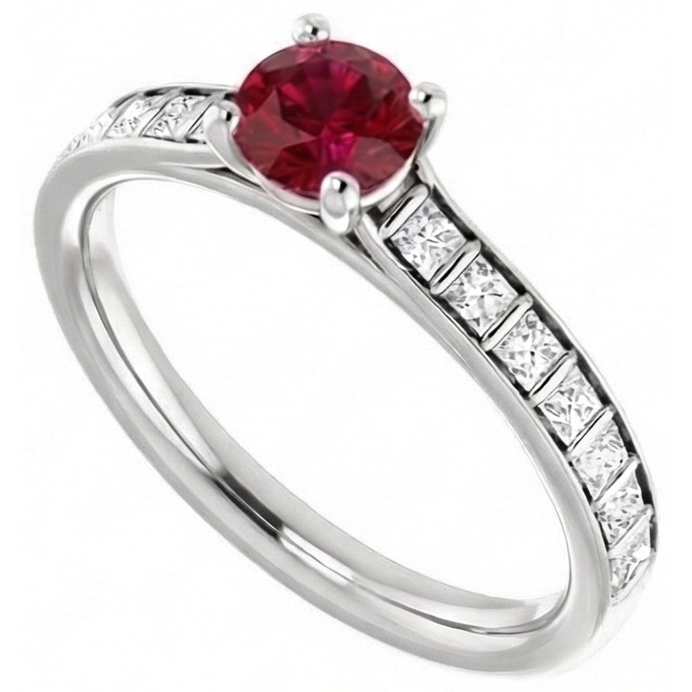 natural round ruby 2ct ring profile view