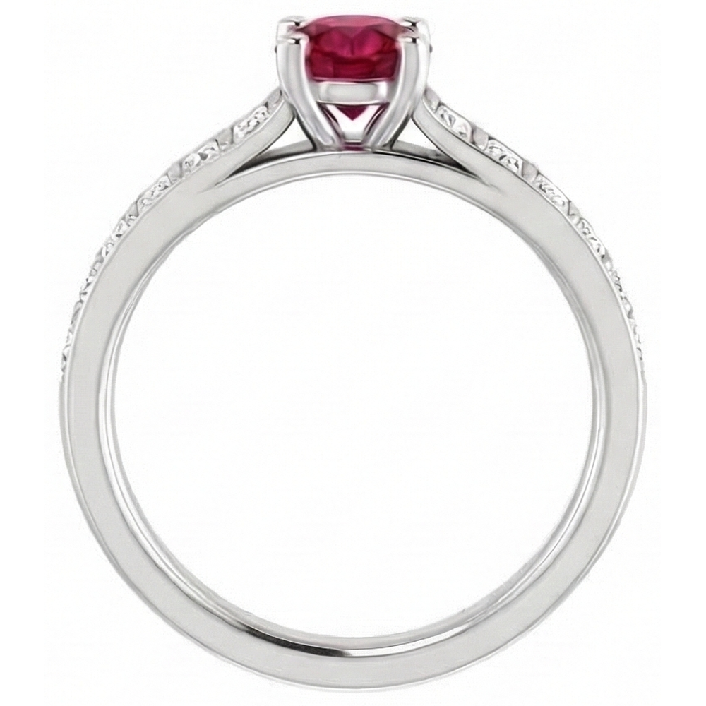 natural round ruby 2ct ring on white background