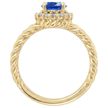 Round Sapphire And Natural Earth Mined DIAMOND ( NOT LAB GROWN ) Fancy Ring 2 Carats Yellow Gold 14K