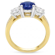 Round Sapphire Gemstone Ring Channel Set Natural Earth Mined Diamonds 4 Carats