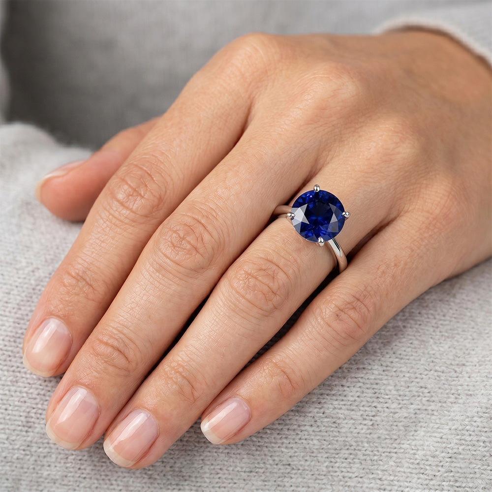Round Sapphire One Stone Ring Design