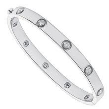 Round Shape 2.50 Carats Genuine Diamond Bangle White Gold 14K