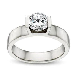 Round Shape Real Diamond Engagement Ring 1 Carat White Gold 14K