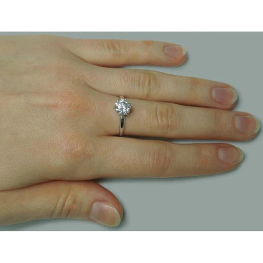 Round Shape Real Diamond Ladies Solitaire Ring 1.57 Ct. White Gold