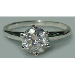 Round Shape Real Natural Earth Mined Diamond Ladies Solitaire Ring 1.57 Ct. White Gold