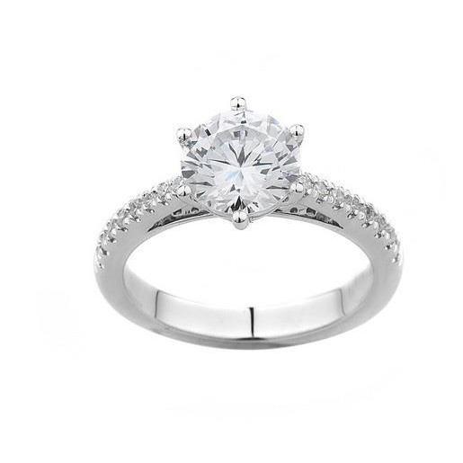 Round Shape Real Diamond Solitaire Ring With Accents Gold Jewelry 1.25 Ct.