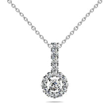 Round Shaped 5.50 Carats Real Diamonds Drop Circle Pendant Necklace WG 14K