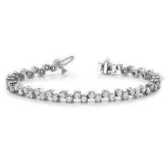 Round Shaped Fine Natural Diamond Tennis Bracelet Solid Wg 14K 6.50 Ct