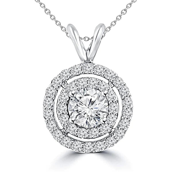 Round Shaped Natural Diamond Circle Pendant Necklace 3.50 Carat White Gold 14K