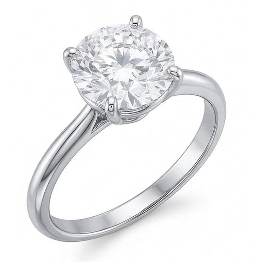 Round Solitaire 2 Carats Natural Earth Mined Diamond Engagement Ring White Gold 14K