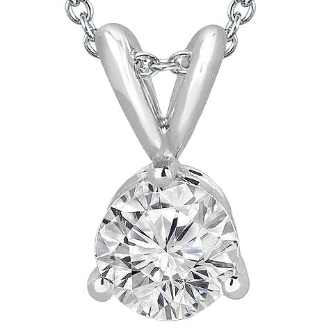 Round Solitaire Genuine Diamond Necklace Pendant 1.50 Carat White Gold 14K