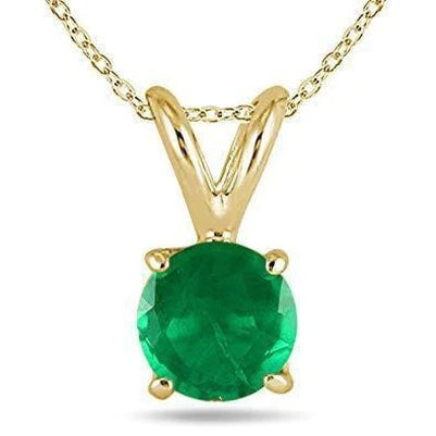 Round Solitaire Green Emerald Gemstone Pendant Necklace 12 Carats