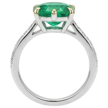 Emerald Precious Stone Ring 3-ct Two-Tone 14K Gold – back view