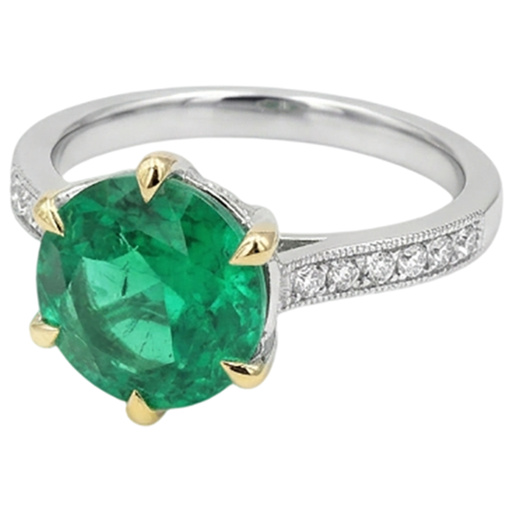 Authentic Emerald Precious Stone Ring – side view