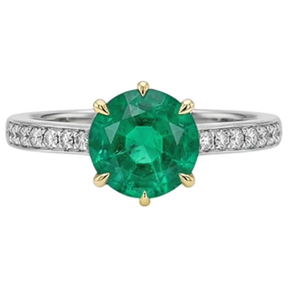 Authentic Emerald Precious Stone Ring – front view