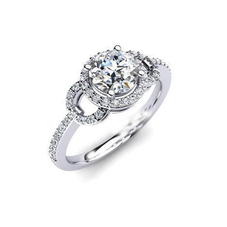Round Solitaire Halo Real Diamond Ring With Accent 2.39 Ct. White Gold 14K