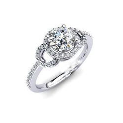 Round Solitaire Halo Real Diamond Ring With Accent 2.39 Ct. White Gold 14K