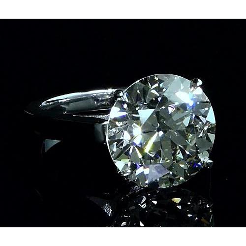 Round Solitaire Natural Diamond Ring 5 Carats White Gold