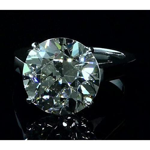 Round Solitaire Natural Diamond Ring 5 Carats White Gold